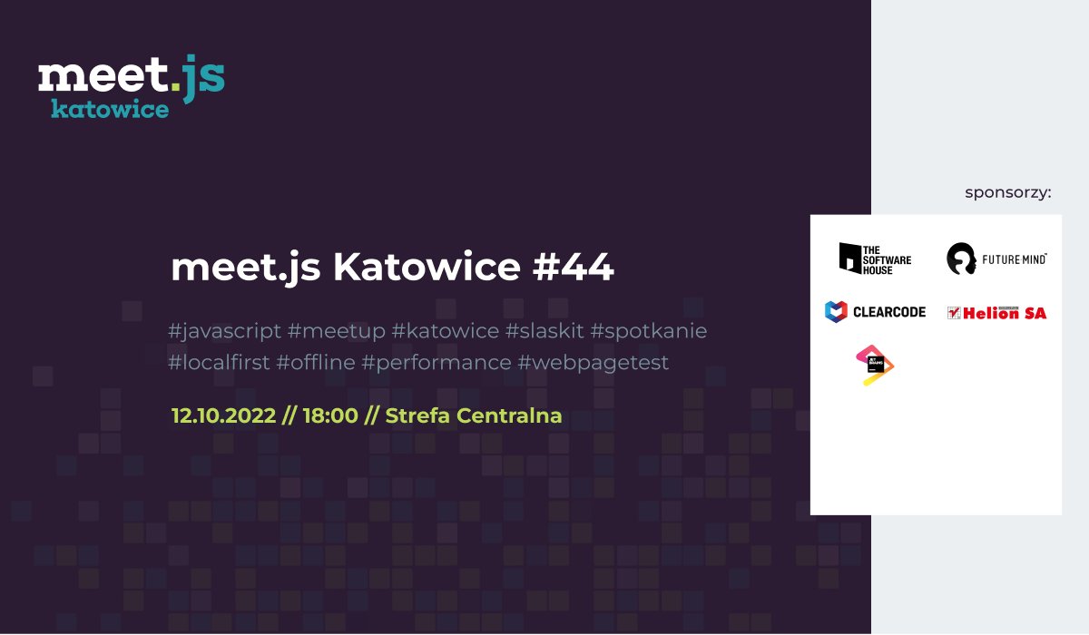meetjs's tweet photo. Zapraszamy na kolejne spotkanie meet.js w Katowicach, które odbędzie się w środę 12.10. Spotykamy się o 18:00 w Strefie Centralnej. Będzie o aplikacjach offline/local-first i web performance. Więcej informacji na stronie wydarzenia https://t.co/KHwWtmGbfg https://t.co/vxUXk7eNwD