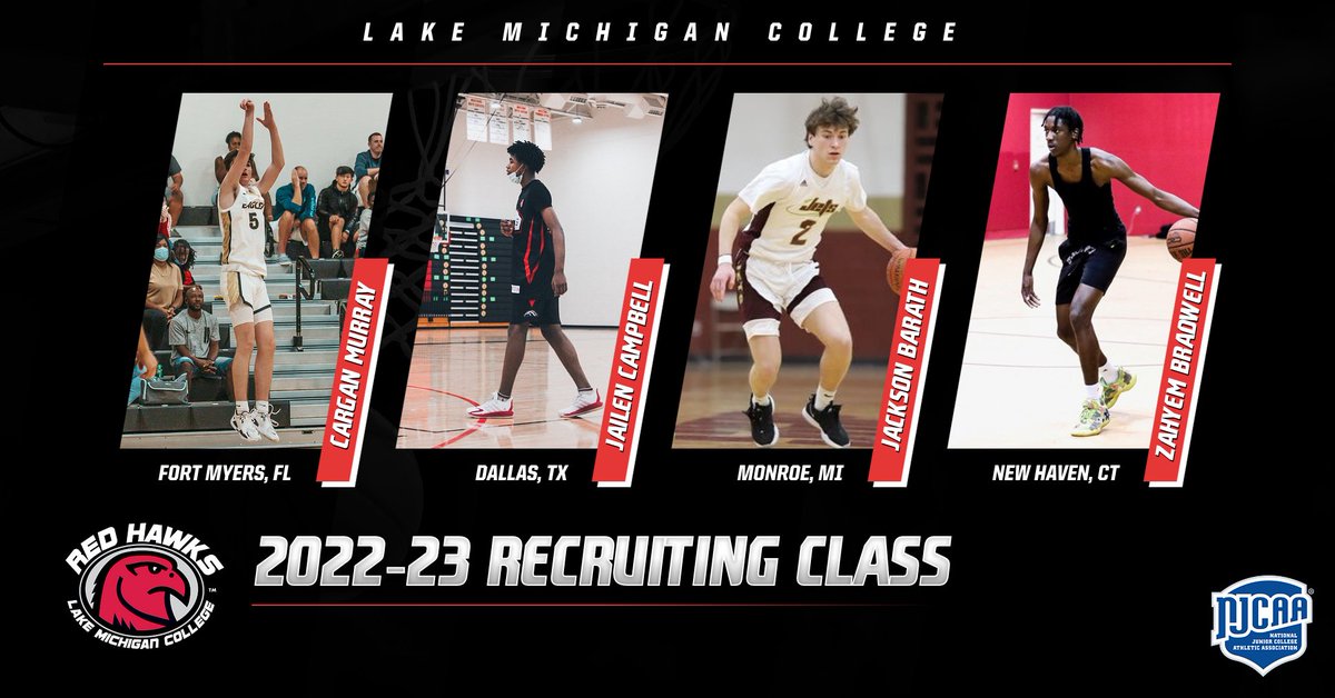 LMC_mbb's tweet photo. On the first #TalonToughTuesday of the 2022-23 season, we would like to recognize this year's recruiting class! Help us welcome the newest Red Hawks to Benton Habor! https://t.co/nBaIQMQtsl