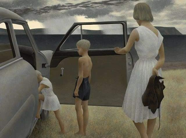 GenelJumalon's tweet photo. Alex Colville was a painter in the 50's - 70's that developed his own style of realism.

This dude was painting in PS2 era style graphics. https://t.co/LYyejE3cQx