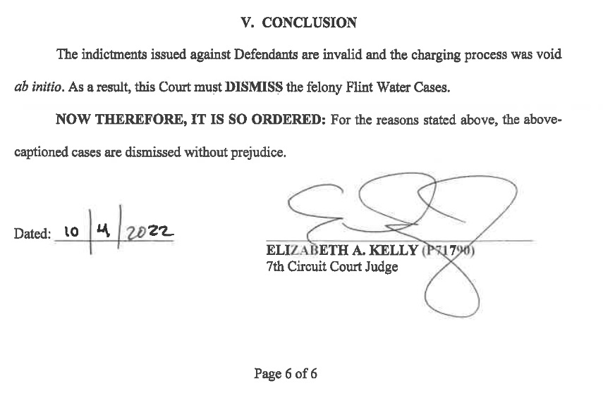 .#breaking Genesee Circuit Judge Kelly dismissed felony criminal charges in Flint water crisis cases

Those defendants are Jarrod Agen, Gerald Ambrose, Richard Baird, Darnell Earley, Nancy Peeler, Eden Wells, Nick Lyon
