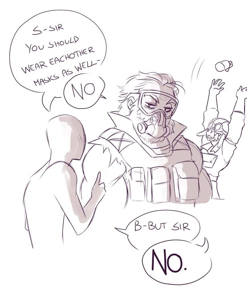 Caustic and Octane swapping clothes I drew for the lovely <a href="/PhoenixFire_7/">Phoenix Fire</a> <3 

#apexlegends #caustic #octane