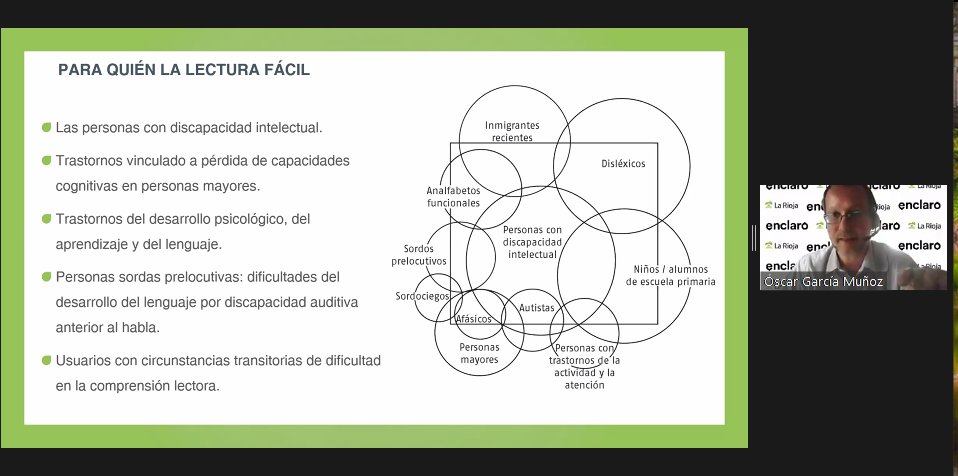Hoy, en la 4ta edición de @enclaro_es Oscar García Muñoz nos habla de lectura fácil:
-lectores con dificultades de comprensión lectora
-complementariedad con el original 
-normativa
y más
<a href="/plain_language/">Center for Plain Language</a> <a href="/PLAIN_Lang_Intl/">Plain Language Association International (PLAIN)</a> <a href="/ClarityInterna/">Clarity, Inc.</a> <a href="/Red_ACTE/">Red_ACTE</a> <a href="/spanisheditors/">Spanish Editors Association</a> <a href="/govplainlang/">PlainLanguage.gov</a>