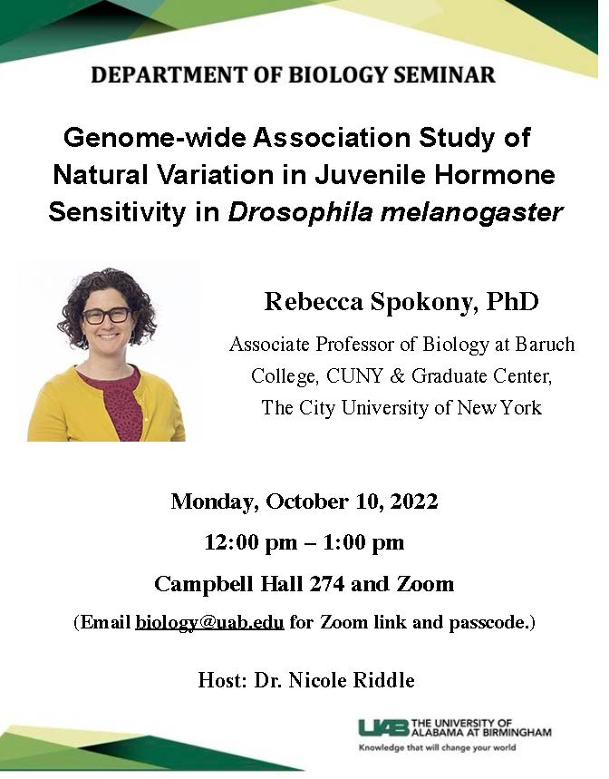 Join us on Monday, October 10th for a UAB Biology Seminar presented by @flybrain