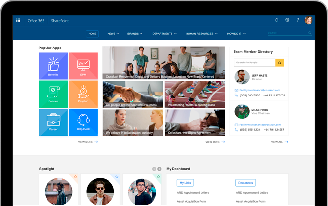 Développez votre intranet sous SharePoint 365. 
L'agence Studionet vous accompagne dans l'élaboration du design et de l'arborescence pour engager vos collaborateurs à naviguer et utiliser la plateforme de manière plus vive, attrayante et fluide : studionet.fr/creation-site-…