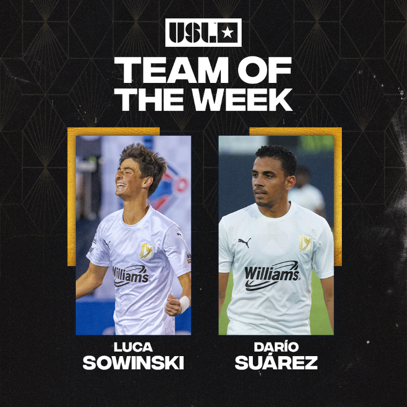 FCTulsa's tweet photo. 𝘚𝘌𝘌𝘐𝘕𝘎 𝘋𝘖𝘜𝘉𝘓𝘌 ✌️ 

Let's hear it for both @LucaSowinski and @suarezdario92 for earning spots on the @USLChampionship Team of the Week! 💥

#ForTulsa