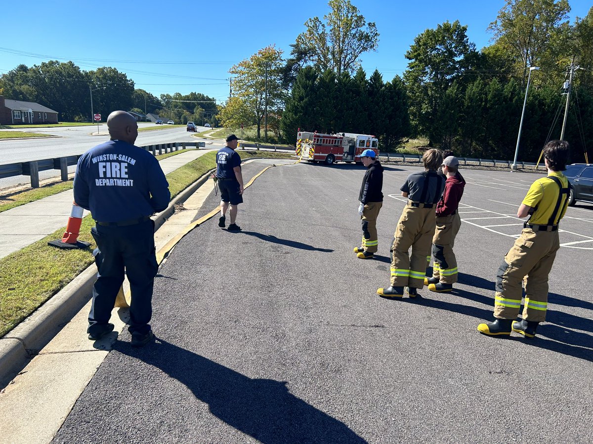 GlennFire's tweet photo. Thanks to WSFD E-19 for visiting the Glenn Fire House today and working with students on correcting packing of 4” supply hose. #startingthejourney #futurefirefighters #futureleaders #GHSFA https://t.co/5T2ynRq15Z