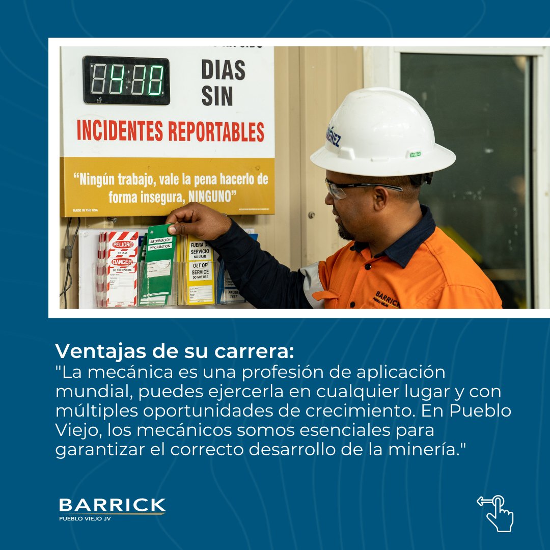 BarrickRD's tweet photo. Él ha encontrado en la mecánica la oportunidad de crecer formando parte fundamental de la #mineriaresponsable que hacemos en Pueblo Viejo. 🤗✨

Conoce un poco más sobre Rusbel. 

#BarrickRD
#MineríaResponsable
#UnLugarDeValor
#ProgramaDual
#Desarrollo
#TalentoBarrick https://t.co/98QQ0tQ1RT