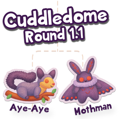 xyzgamelabs's tweet photo. The cataclysm of cuddliness begins with a banger! Who will prevail? Will it be the Adorable Aye-Aye or the Mysterious Mothman? Backers are voting now! Join them on #Backerkit in our #ArchRavels expansion campaign for #MagicSocks. https://t.co/y501EqckCE https://t.co/cUQTIcTUjE