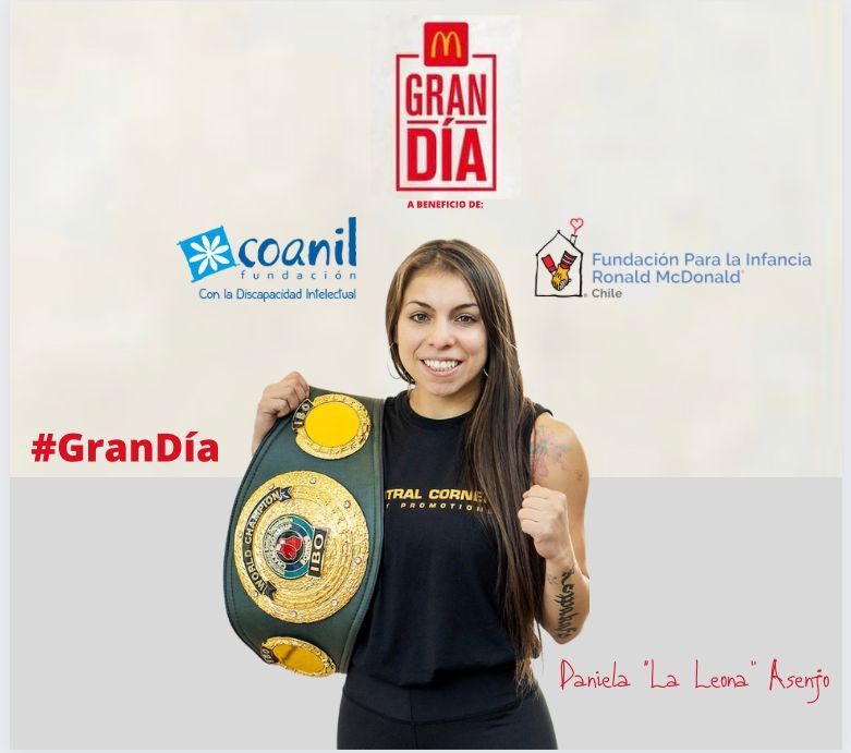 Soy la Campeona Mundial en ayudar. 🥊
Este viernes a las 13:00 hrs  estaré en <a href="/McDonalds_Cl/">McDonald's Chile</a> #Valdiviacl

Los invito a unirte al equipo y a colaborar comprando tu Big Mac en #GranDia 

<a href="/mcdonalds_cl/">McDonald's Chile</a>
@fundacionronaldmcdonald
<a href="/fundacioncoanil/">Fundacion Coanil.</a>
#GranDia