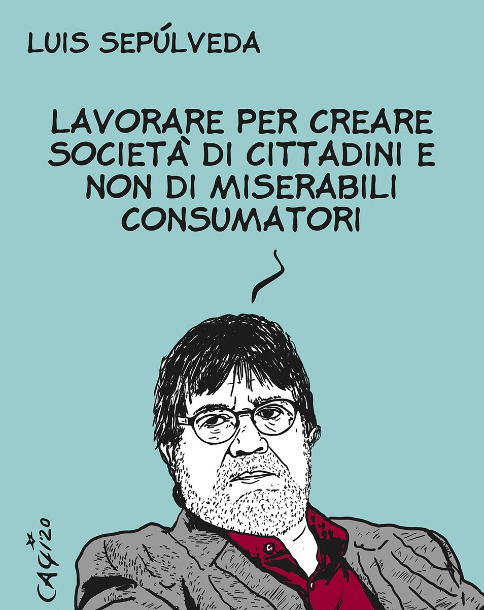 CaressaGiovanni's tweet photo. Oggi, 4 ottobre del 1949 nasceva #LuisSepúlveda e morto 16 aprile 2020, lo scrittore cileno aveva contratto il coronavirus nell'aprile del 2020. #CaGi https://t.co/QQoyU4cnFw