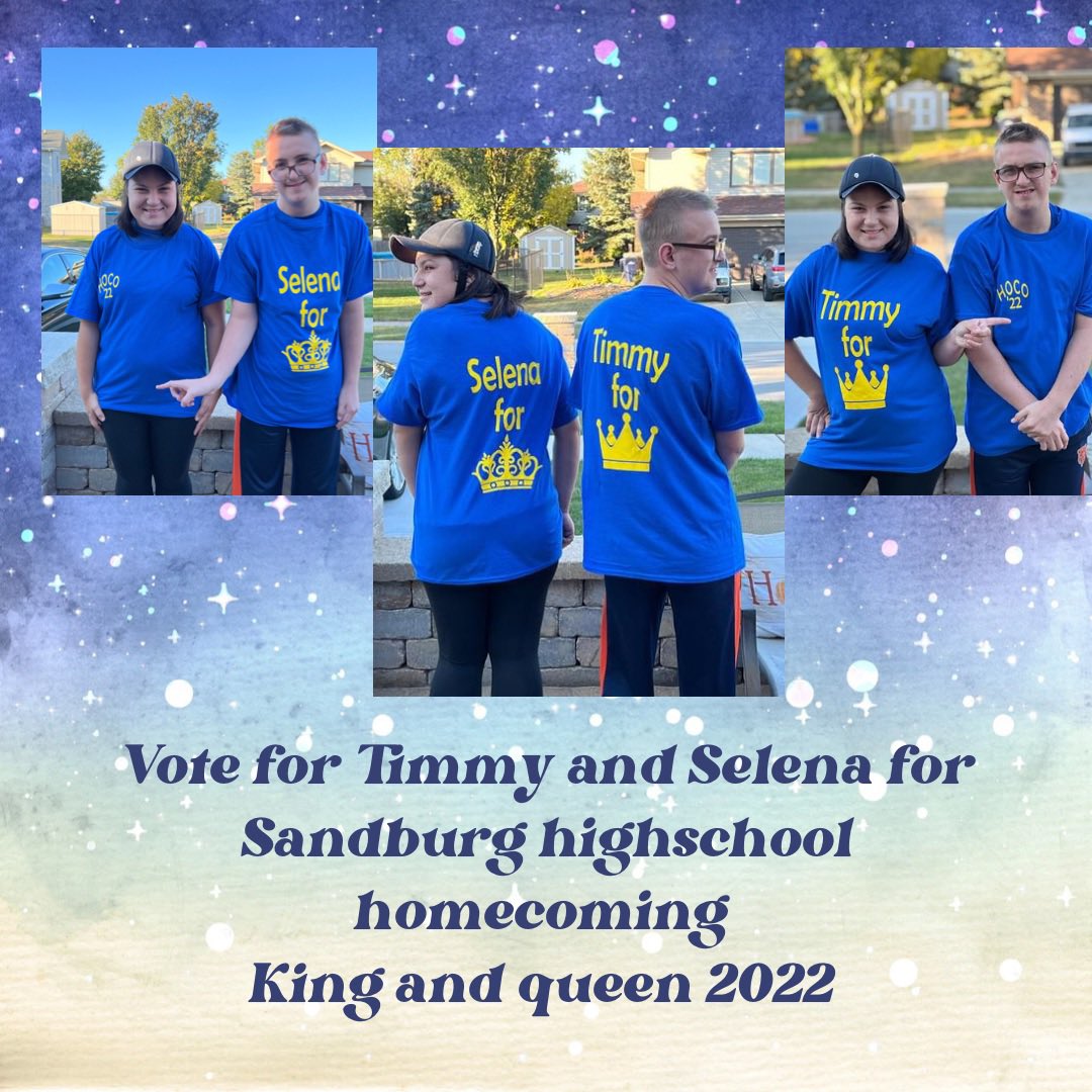 AmyMatykiewicz's tweet photo. New shirts for the win! Now help these two WIN!!! 👸🏻💙🤴🏻💙 VOTE VOTE VOTE….SHARE SHARE SHARE… with any seniors you know and don’t know!!  @SandburgHS @Janineneno @elliebrtis @KassidyMaty @TMatykiewicz @austinmaty1 @lucasmaty18 @baileykfoster @JenniferMase https://t.co/Fdx1GgSdaQ