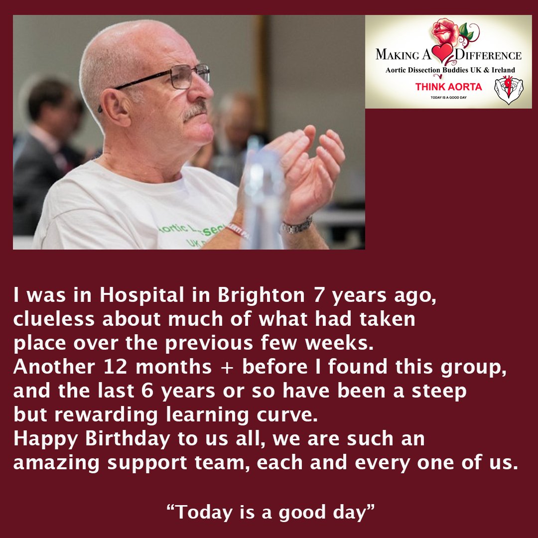 Tony Larlham, type A #AorticDissection Survivor Celebrating @aortabuddies 7th birthday. Thanking all at @BSUH_NHS  @UHSussex for their quick diagnosis and life-saving surgery. #Aortaed #ThinkAorta #Thinkaortathinkfamily @TheAAAUK @swasFT  @AorticDissectUK @NHSSussex #aorticed