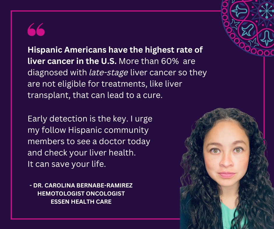 In honor of #HispanicHeritageMonth and #LiverCancerAwarenessMonth, we celebrate our community doctors who are actively addressing #HealthDisparities that affect the Hispanic community. Mil gracias, Dr. @BernabeCarolina @EssenHealthNY #healthliteracymonth #healthequity