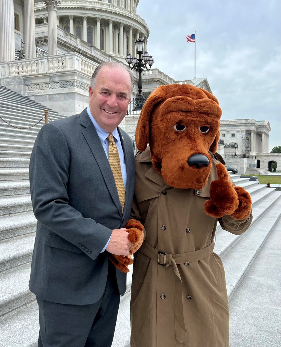 RepDanKildee's tweet photo. McGruff the Crime Dog came to Congress last week to kick off crime prevention month. We talked about how my legislation, the #InvestToProtect Act, which recently passed the House, will improve public safety in mid-Michigan! https://t.co/tNQXwtbDJ0