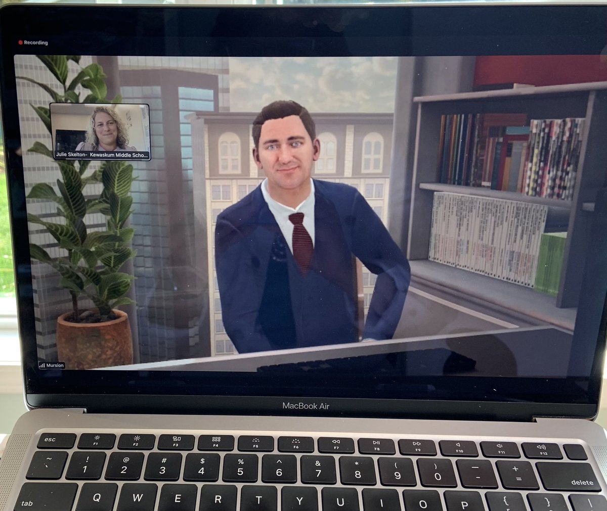 cathyclarksen's tweet photo. Shout out to Principal Julie Skelton, Kewaskum M. S. for participating in a VR simulation as we launched our WI partnership with Mursion during our Effectiveness Project Impact. Coach (EPIC) meeting today. #BeBuffalo @CESA6forGrowth @CESA6 @MursionInc @JulieSkelt https://t.co/0rtPmbcySC