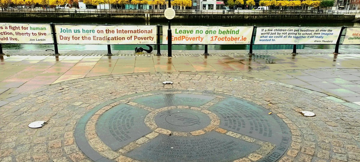 17octcomIRL's tweet photo. The banner exhibition is installed at the Human Rights and Poverty Stone, Custom House Quay. In preparation for the #17thOct event to mark the International Day for the Eradication of #poverty. All welcome 11am
#Endpoverty @welfare_ie @17octcomIRL https://t.co/brfjUWsqWa
