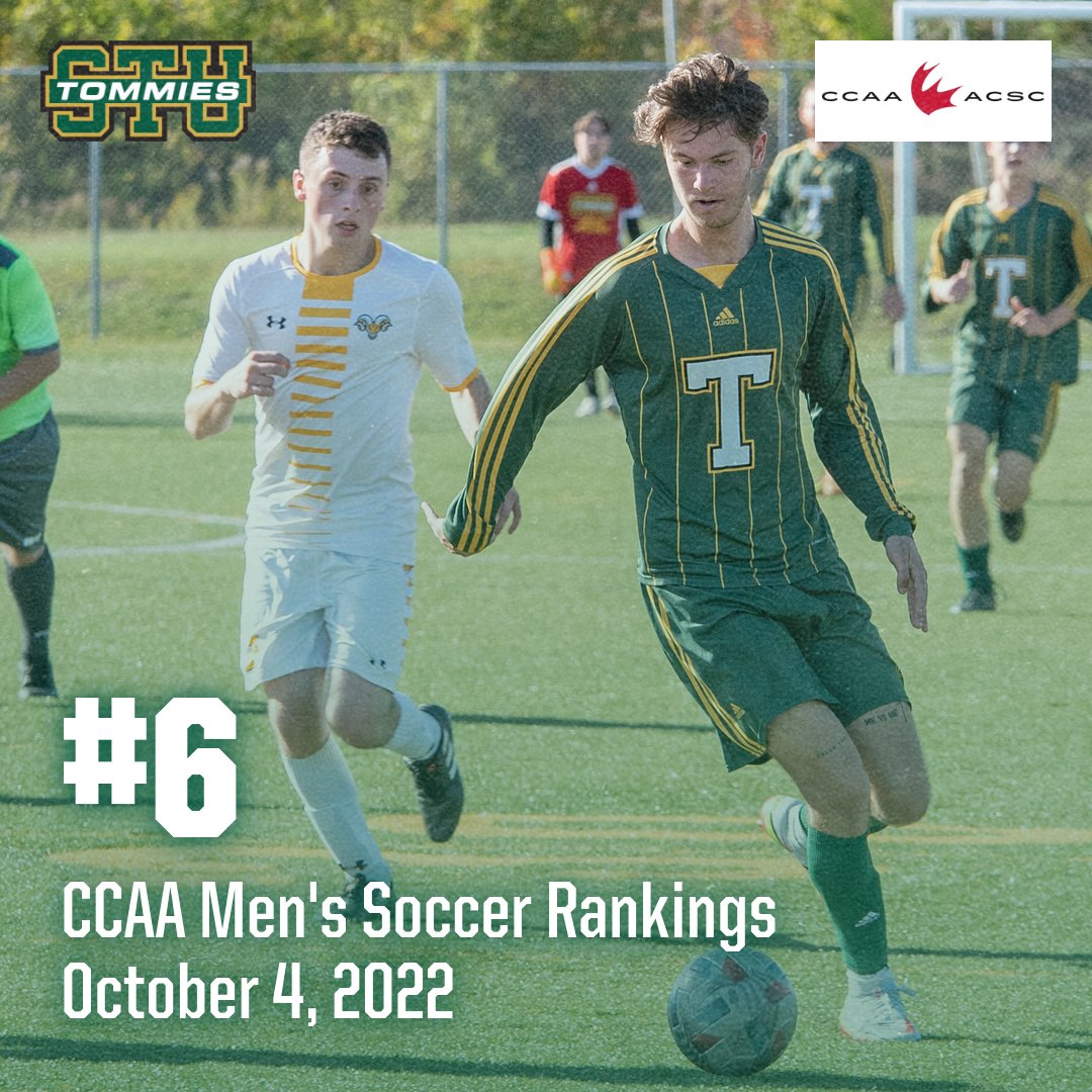The Tommies' Men's Soccer remains as the highest ranked in the ACAA and 6th in the CCAA National Rankings!

STU takes on the UNBSJ Seawolves Wednesday night at 8:15 at the Grant-Harvey Turf Field.