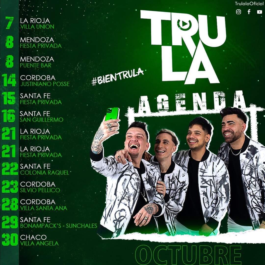 nesperoiak's tweet photo. AGENDA #bientrula 💣
¿En dónde nos encontramos?
#trula #cuarteto #agenda #octubre https://t.co/xw2lacRmWA