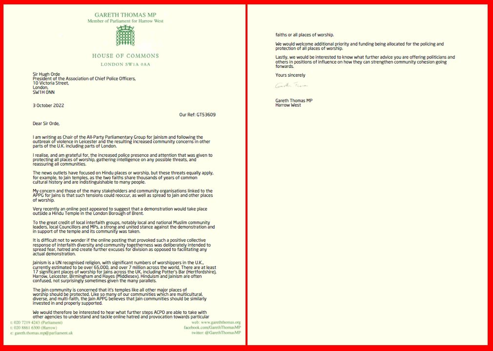 Gareth Thomas MP (@gareththomasmp) on Twitter photo I have written, as Chair of the APPG for Jainism, to <a href="/PoliceChiefs/">National Police Chiefs' Council (NPCC)</a> (ACPO) to ask what further steps they are able to take with, other agencies, to understand & tackle online hatred & provocation towards particular faiths & to protect places of worship. I have written, as Chair of the APPG for Jainism, to <a href="/PoliceChiefs/">National Police Chiefs' Council (NPCC)</a> (ACPO) to ask what further steps they are able to take with, other agencies, to understand & tackle online hatred & provocation towards particular faiths & to protect places of worship.