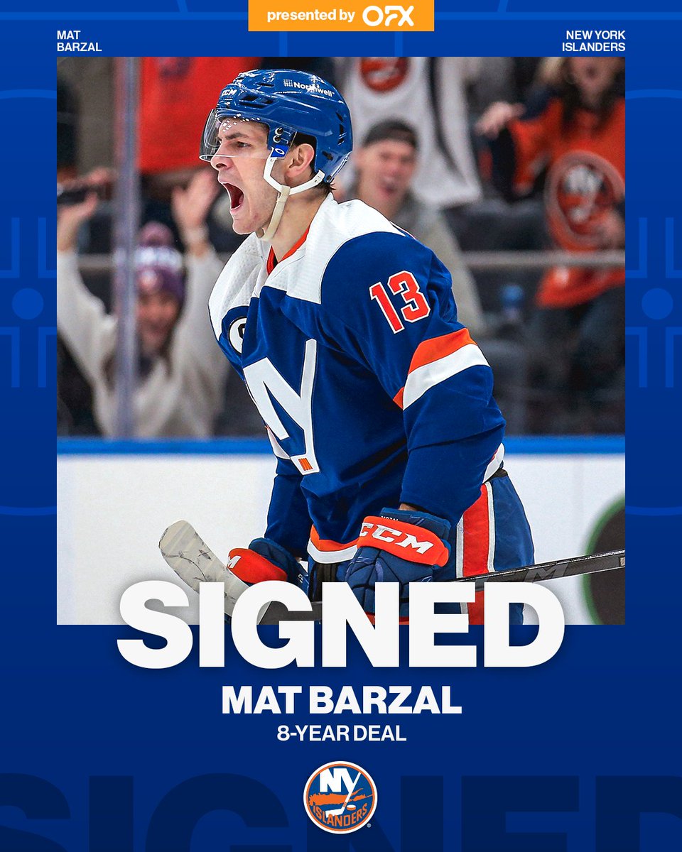 NHL's tweet photo. 🦞 TO THE ISLAND 🦞

Mat Barzal (@Barzal_97) is staying put on Long Island for eight more years! https://t.co/zC6k9XREnr