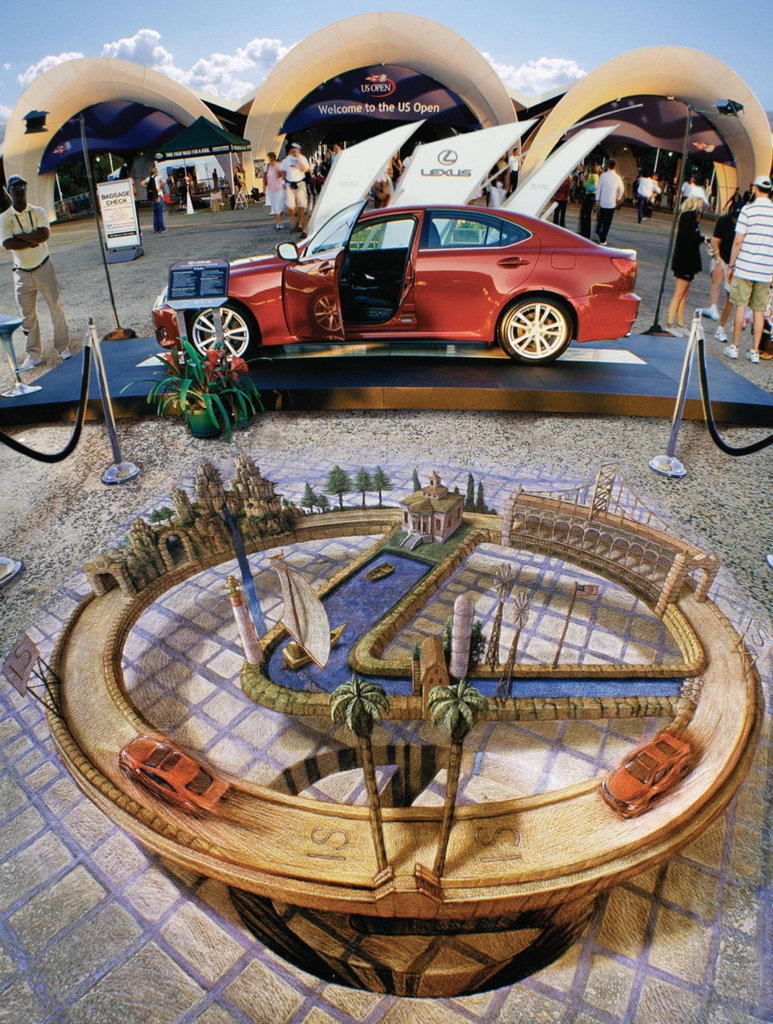 KurtWenner's tweet photo. Lexus Logo
Created at the entrance to the US Open Tennis Tournament, the floating Lexus Logo comes to life like a miniature train set.
#kurtwenner #3dinteractiveart #3dpavementart #3dstreetpainting #3dexhibition #3dmuseum #3dart #3dstreetart #3dchalkart #3dsidewalkart https://t.co/mj0RrWmgmz