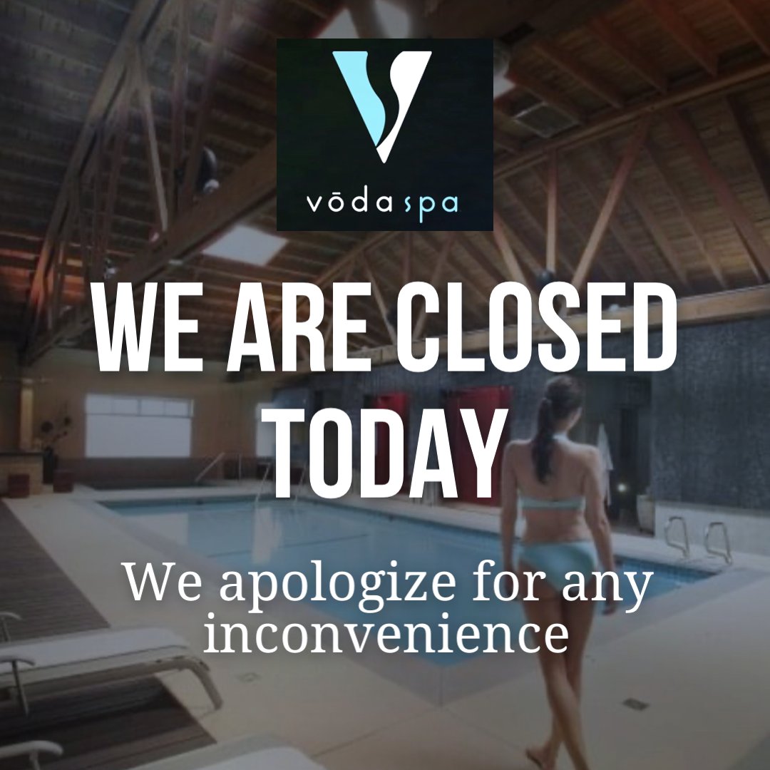 VodaSpa's tweet photo. In observance of the High Holidays, Voda Spa will be           CLOSED all day Wednesday October 5th, 2022. Regular business hours will resume 1pm -11pm Thursday 6th., 2022. https://t.co/FHmKjCQedM
