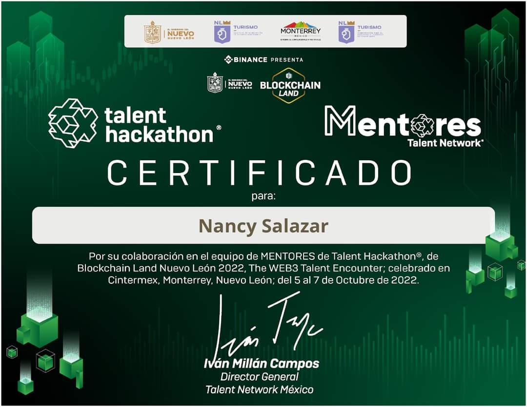 NancyNSalazar's tweet photo. 🟢La semana estuve mentoreando a los teams que se la rifaron a participar en el #TalentHackathon de @blockchain_land, estuvieron presentando aplicaciones enfocadas en el track “Finanzas descentralizadas para todos los días” sobre la red RSK y/o utilizando tecnologías RIF.💻✨ https://t.co/2yvSRDSyMX