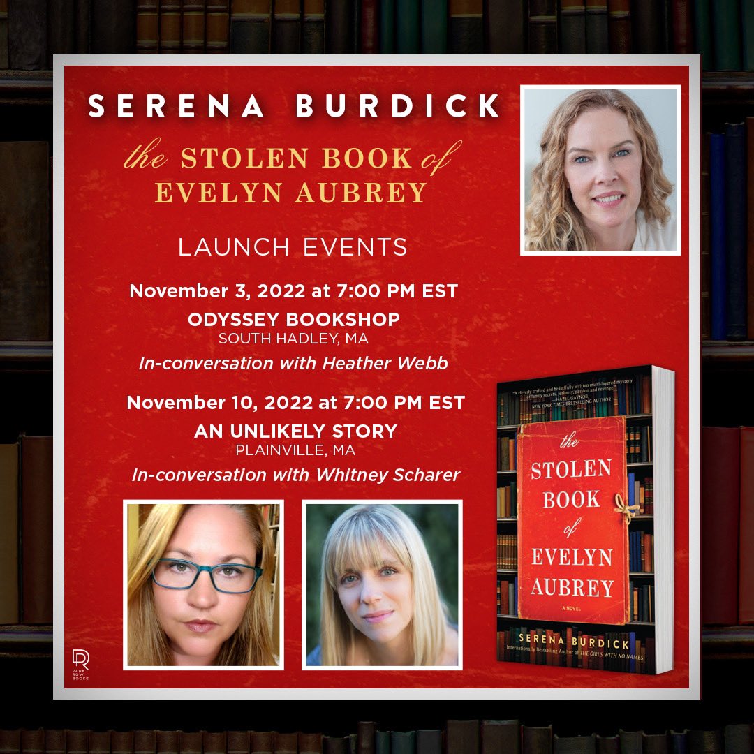 SerenaBurdick's tweet photo. We’ve hit the one month countdown!! Events on the horizon for #thestolenbookofevelynaubrey
with @msheatherwebb @odysseybookshop and @wscharer @anunlikelystory!
I’ve never looked forever to November before 😊
#parkrowbooks #htpbooks #bookclubbish #NewRelease #historicalfiction https://t.co/hTiiY9tTT6