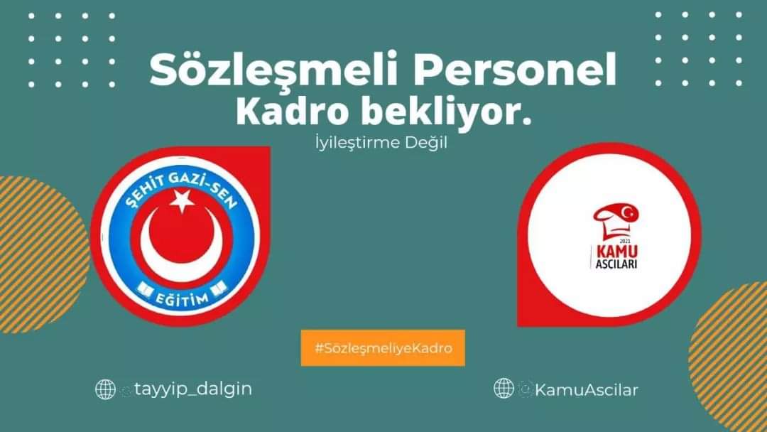 Kamuda çalışan Sözleşmeli Personel Kadro bekliyor 
Sayın Cumhurbaşkanımıza güvenimiz tamdır.
Sayın Cumhurbaşkanımız  bu güne kadar ne söylediyse yerine getirmiştir. <a href="/tcbestepe/">T.C. Cumhurbaşkanlığı</a> <a href="/Akparti/">AK Parti</a>  <a href="/TBMMresmi/">TBMM</a>