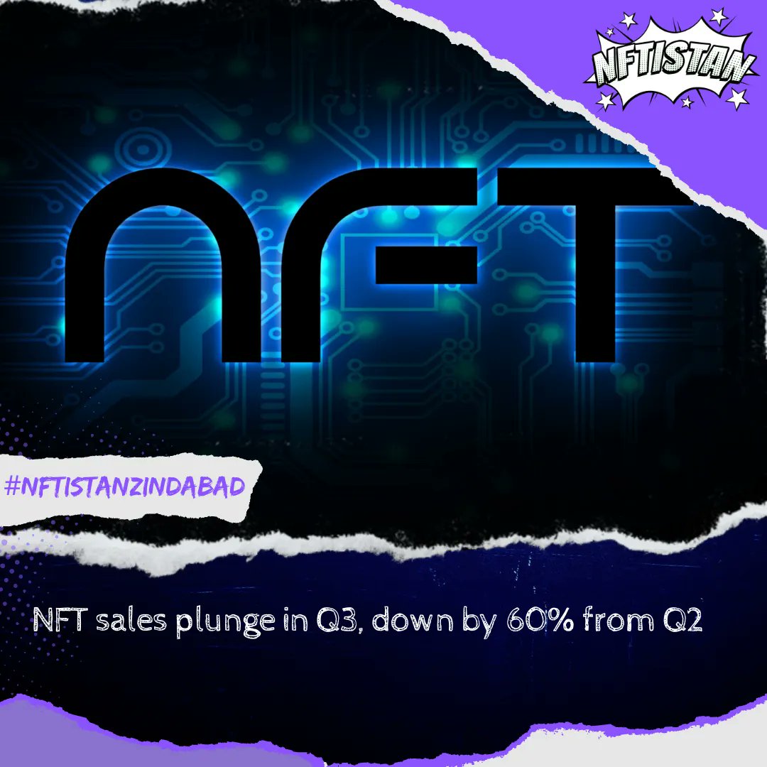 thenftistan's tweet photo. The third quarter of 2022 saw $3.4 billion in NFT sales, down from $8.4 billion the previous quarter and $12.5 billion at the market's peak in the first quarter of the year, DappRadar said.
Source: Reuters
👾 Follow #NFTistan
#NFT #NFTistanZindabad #NFTPakistan #PakistanNFT https://t.co/HTQ9STuRJX