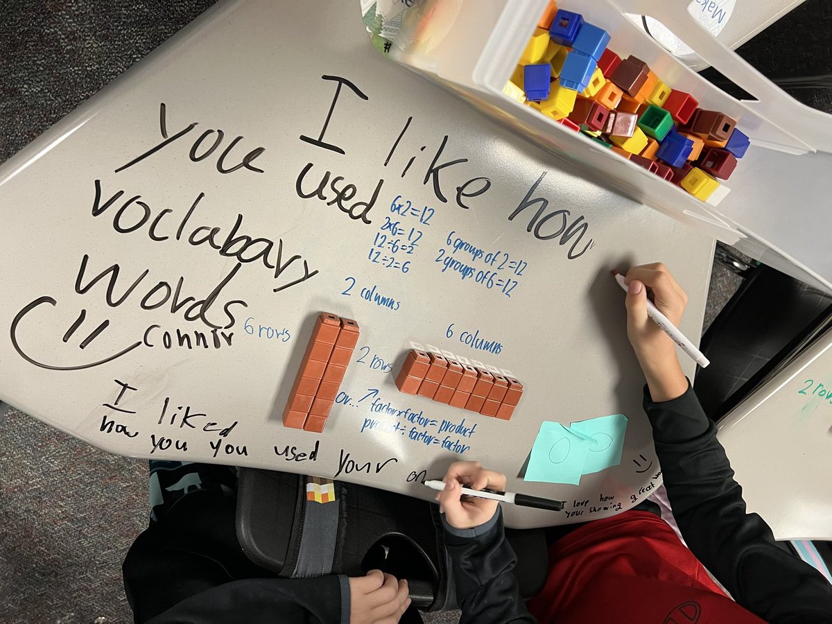 Jessie_Hess12's tweet photo. Such an amazing start to our multiplication and division unit! Reviewing multiplication facts using concrete models. Loved their academic vocabulary and how they continue to stretch their brains to find another way to show their work. #4thgradestrong #TESPROUD βοΈβ€οΈβ https://t.co/GF2H9ooPku