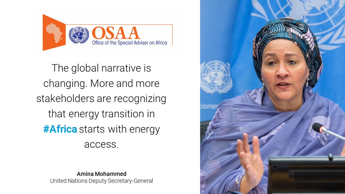 Opening a meeting of the Interdepartmental Taskforce on African Affairs on Energy Access in #Africa, @UN deputy chief @AminaJMohammed called for “sound and realistic energy plans informed by the current and future energy needs of every African country” bit.ly/3RBeMej