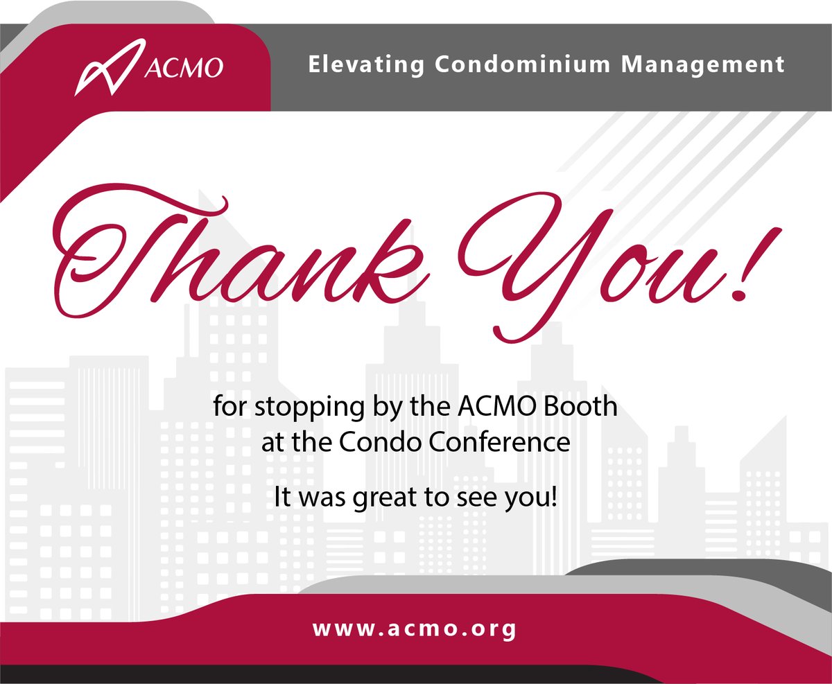 ACMO_org's tweet photo. Thank you to everyone who visited the ACMO booth and chatted with our staff at this year's Condo Conference. It was nice to meet so many of you in person. For more information about joining ACMO, visit our website at https://t.co/wdyyrbjFAn
#ACMO #CondoConference # https://t.co/WxQPeVZgXs