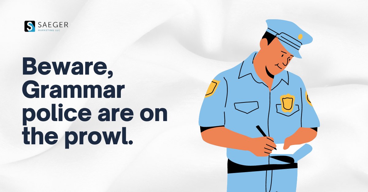 saegermarketing's tweet photo. It’s all fun and games until you get pulled over by the grammar police. 

#Dynamics365 #Microsoft365 #MAAS

https://t.co/Yepua2Ues1 https://t.co/bXC5Ur8G8I