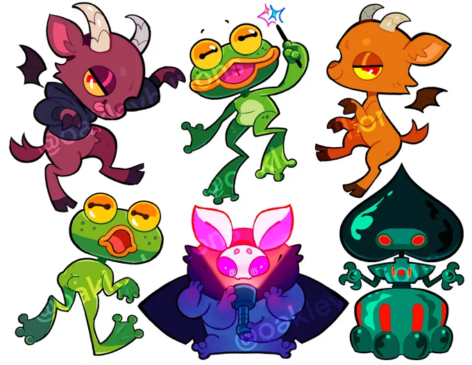 Here are some of the stickers I've designed for Cryptid Corner so far! 