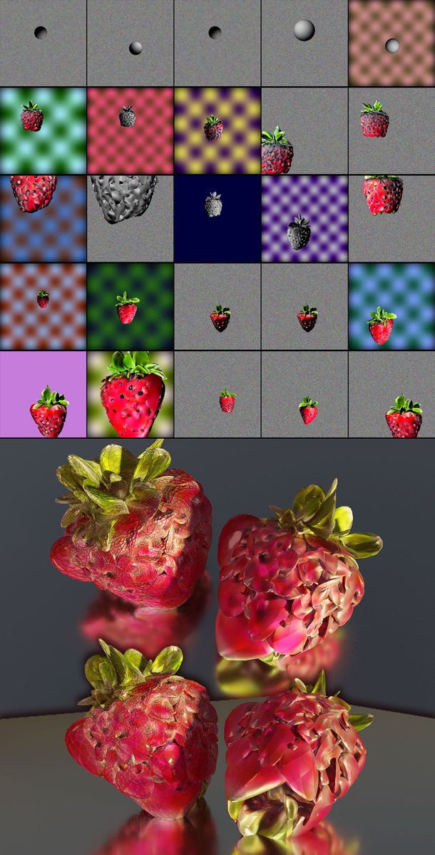 zer0int1's tweet photo. #CLIP's #3D #strawberries look delicious, though!
#hashtageverything https://t.co/STM1mowSIU