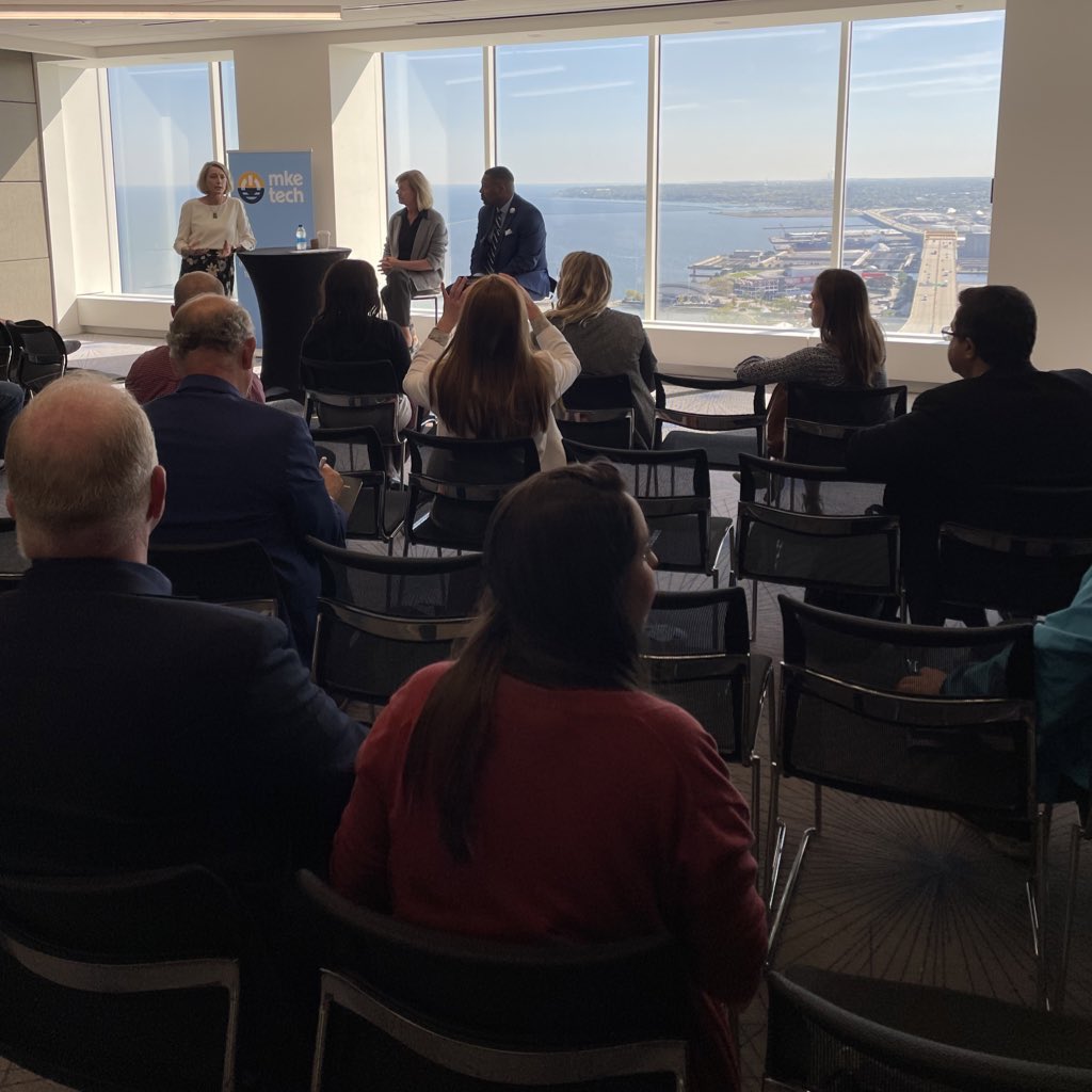 Great to have <a href="/SenatorBaldwin/">Sen. Tammy Baldwin</a> in Milwaukee today talking tech and startup policy during #MKETechWeek!