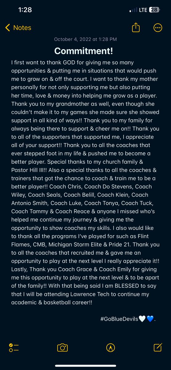 DeAndrea’ (DeDe) Smith (@krispy_dede10) on Twitter photo Happy Birthday To Me🖤!!
COMMITTED💙!!
@CoachEmilyLTU <a href="/CoachHowrigon/">Coach Grace</a> <a href="/EugeneSeals8/">Eugene Seals</a> <a href="/C_AAthletics/">Carman-Ainsworth HS Athletics</a> Happy Birthday To Me🖤!!
COMMITTED💙!!
@CoachEmilyLTU <a href="/CoachHowrigon/">Coach Grace</a> <a href="/EugeneSeals8/">Eugene Seals</a> <a href="/C_AAthletics/">Carman-Ainsworth HS Athletics</a>