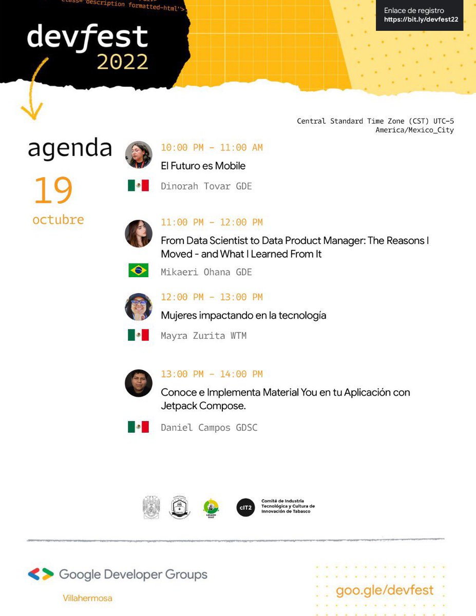 SEDEC_Tab's tweet photo. #SEDEC en colaboración del #CIT2 Comité de Industria Tecnológica y Cultura de Innovación llevará a cabo el evento #Devfest donde emprendedores, estudiantes y docentes podrán conocer herramientas para el desarrollo tecnológico.
Del 19 al 21 de octubre💡
https://t.co/iRGPdZSdF7 🔥 https://t.co/3NYoxLs2Sf