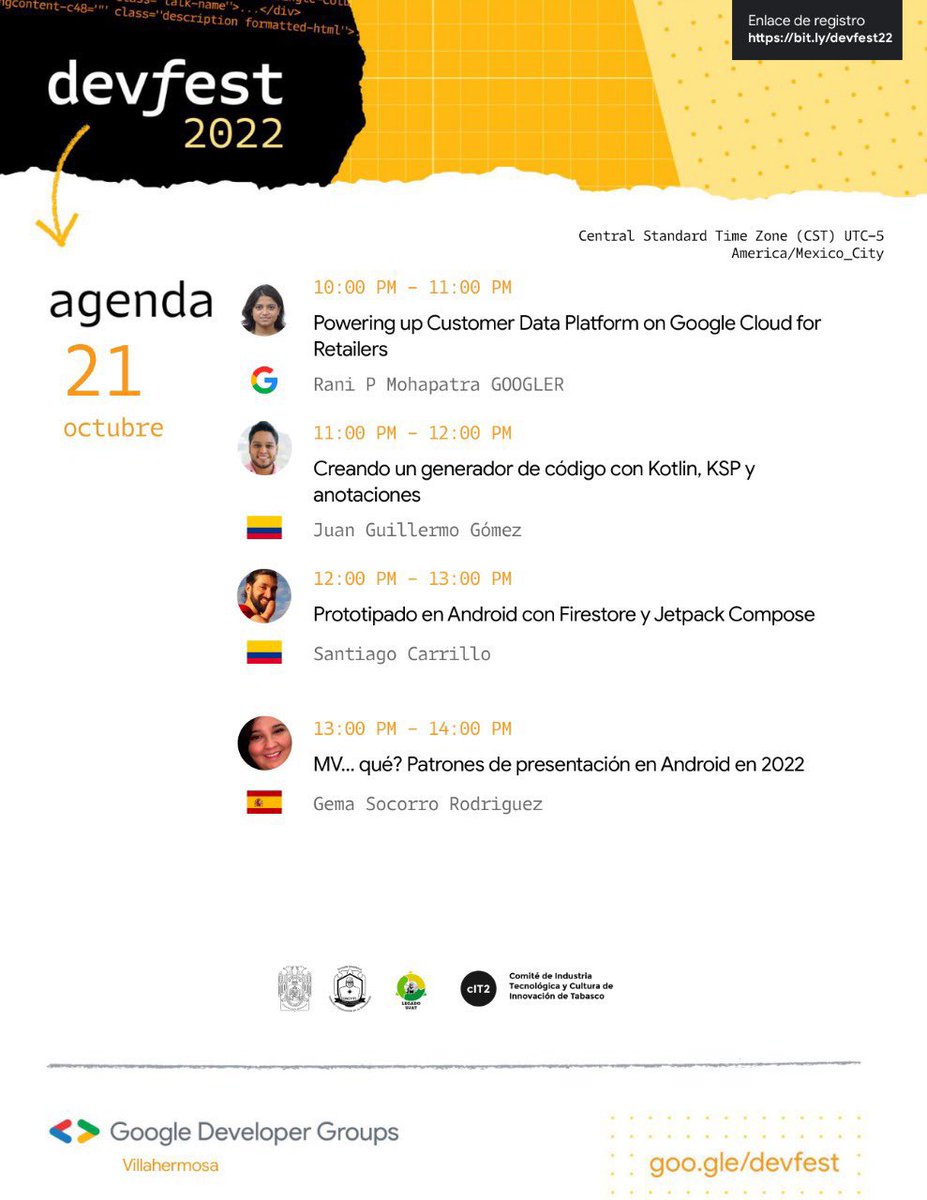 SEDEC_Tab's tweet photo. #SEDEC en colaboración del #CIT2 Comité de Industria Tecnológica y Cultura de Innovación llevará a cabo el evento #Devfest donde emprendedores, estudiantes y docentes podrán conocer herramientas para el desarrollo tecnológico.
Del 19 al 21 de octubre💡
https://t.co/iRGPdZSdF7 🔥 https://t.co/3NYoxLs2Sf
