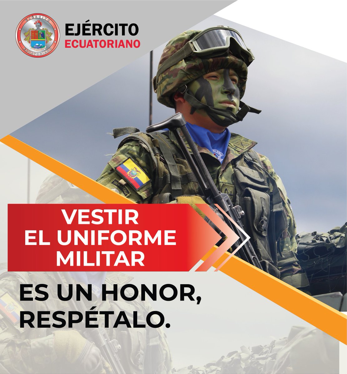 EjercitoECU's tweet photo. Vestir el uniforme es un honor, respétalo.
#EjércitoECU
#OrgulloDefensa https://t.co/hDVmqTlXQW