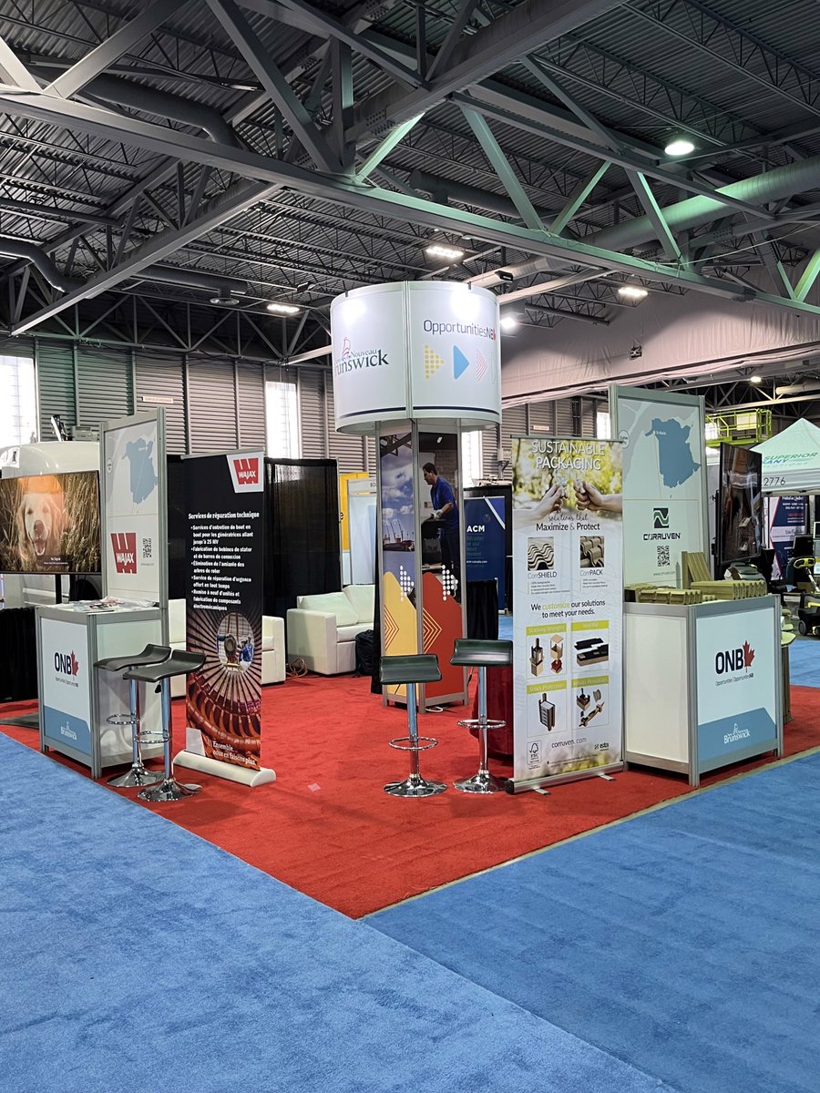 ONBCanada's tweet photo. We have boots on the ground in Quebec City this week for Salon Industriel de Québec. Booth 408 is featuring 3 innovative NB companies: Enflo, Corruven and Wajax. Excited for the next few days of networking and opportunities ahead! #SIQ2022 https://t.co/Dqu4rzgB1Z