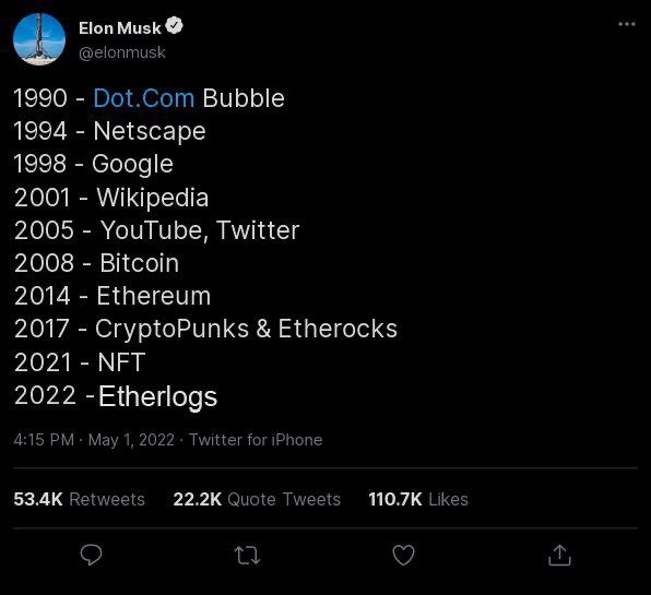 EtherLog's tweet photo. BREAKING: ELON TO PROCEED WITH THE DEAL TO BUY TWITTER AND ULTIMATELY BUY ETHERLOGS

🪵 https://t.co/IhtwhUuxJP