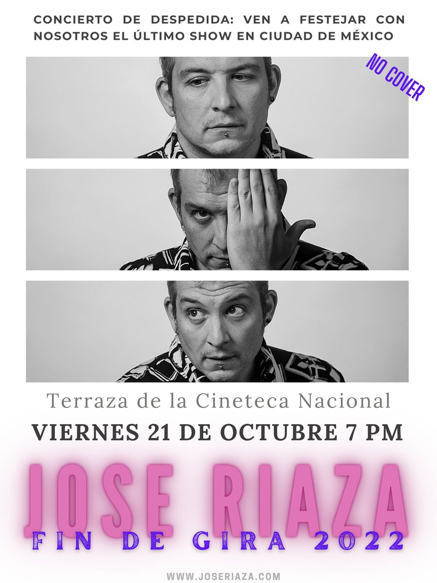 JRiazaOficial's tweet photo. Agenda el último concierto en Ciudad de México. Tendremos musicos invitados y armaremos una buena fiesta 🤭 Recuerda: Viernes 21 de Octubre, cierre de gira mexicana @CinetecaMexico https://t.co/Jd2OYGzmFI