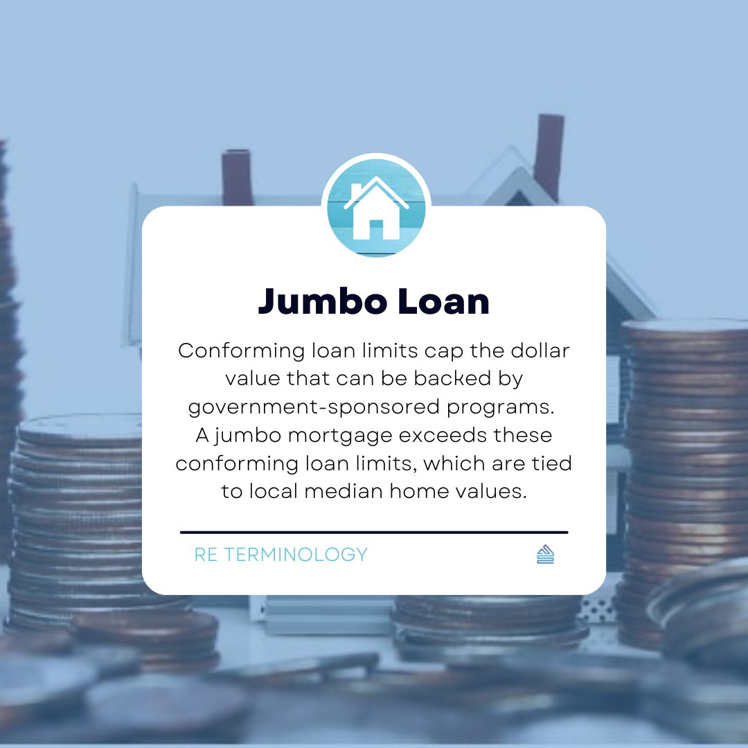 Jumbo loans are the best way to get a big-ticket item like your home or business. They come with more relaxed repayment terms and can be used at any time without incurring interest charges because there's no need for monthly payments! #TerminologyTuesday #realestateterms #airbnb