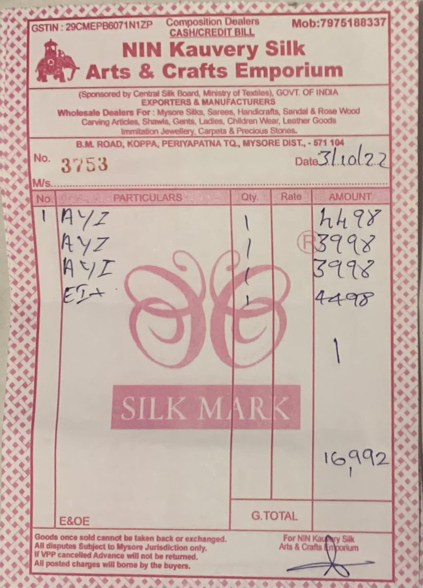bsshastry's tweet photo. 4) Please let’s know is it true that for Dussehra Government asked the dealers to bill without GST and sell on manually written bills?!? https://t.co/zCVgxxpMlz