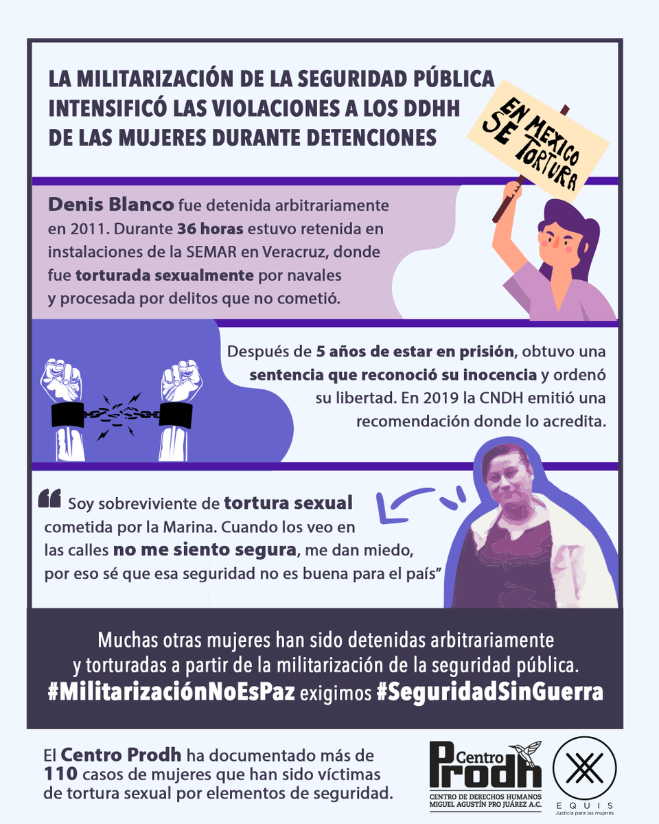 EquisJusticia's tweet photo. Hoy se discutirá en el @senadomexicano la posibilidad de que se prorrogue hasta 2028 la participación de las #FuerzasArmadas en labores de seguridad pública. Esta decisión es vital: hay que dejar claro que #MilitarizaciónNoEsPaz, mucho menos para las mujeres👇🏽📣⚠️ https://t.co/Va4lC54VW9