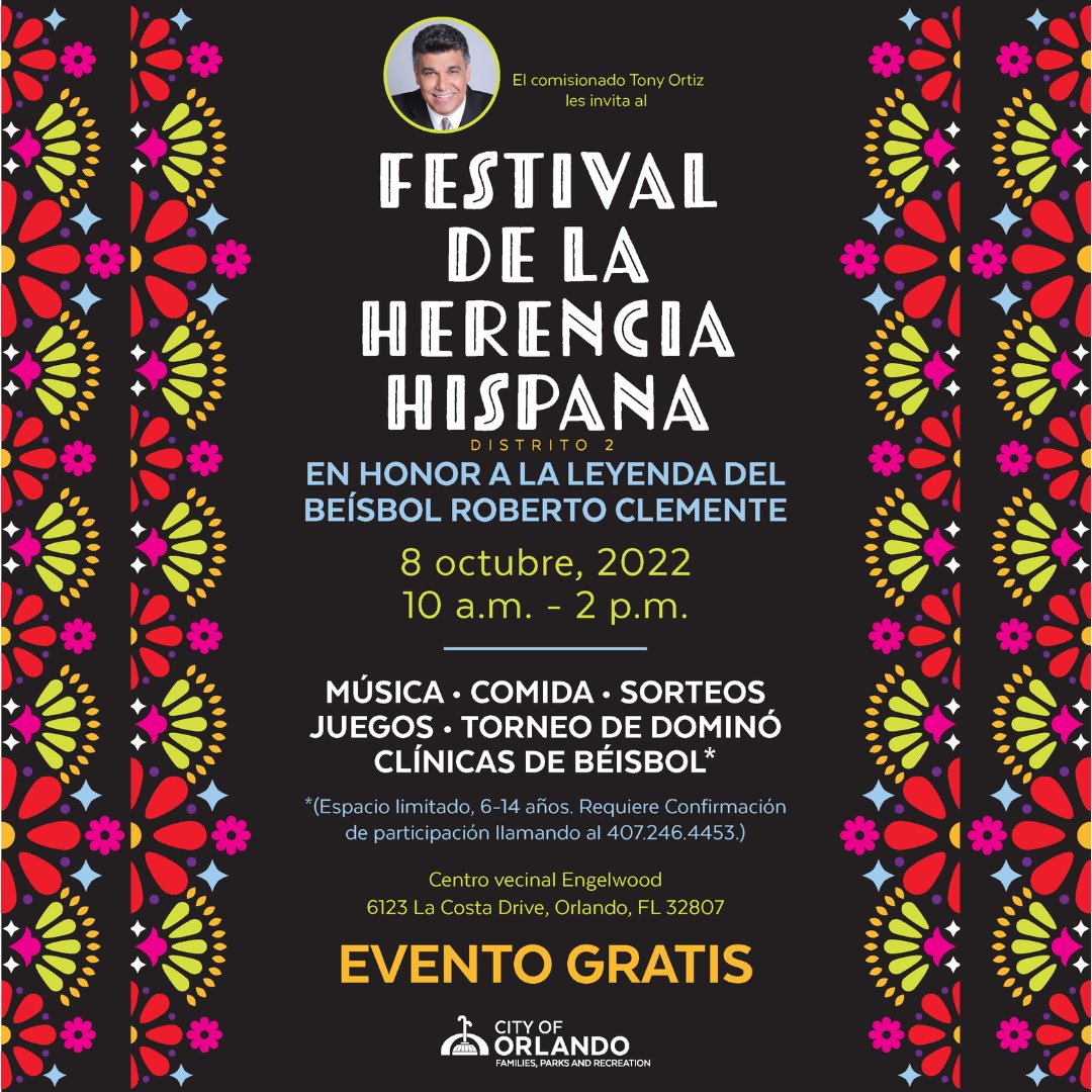 Gateway_Dist's tweet photo. This Saturday! Join Commissioner Tony Ortiz at Engelwood Neighborhood Center to celebrate #HispanicHeritage Month. Enjoy food, field day games, dominoes and much more! Don't miss it!
#commissionertonyortiz #district2 #engelwoodneighborhoodcenter #gatewaydistrict #alocalthing https://t.co/CV4gv9XG33