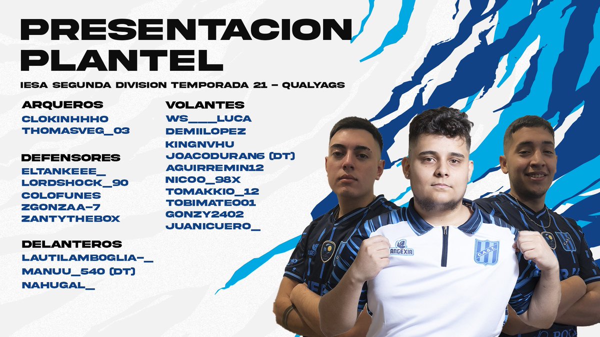 PLANTEL FIFA 11v11⚽

#FIFA | Presentamos al plantel que nos va a estar representando en la Segunda División de <a href="/IESAFIFAar/">IESA Argentina</a> Temporada 21 y en la Qualy de <a href="/ArGameShow/">AGS Visa 🎮🕹️</a>.

#TodoTelmo
