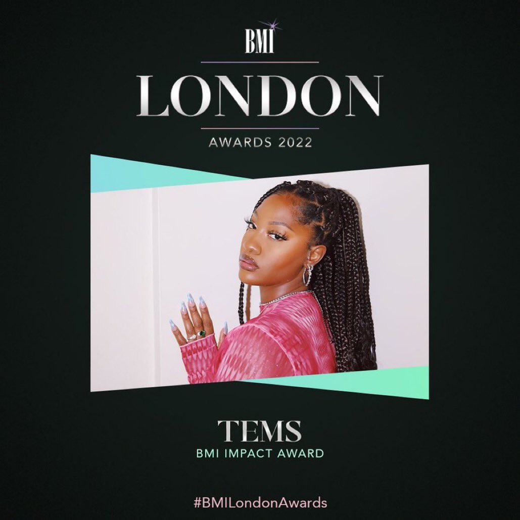 DocumentWomen's tweet photo. Congratulations to you @temsbaby on winning the BMI Impact Award. 🥂 https://t.co/7bMGXAoLqJ